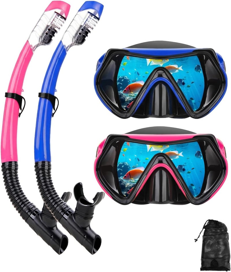DIPUKI Snorkeling Gear for Adults, Dry Snorkel Mask Set, Scuba Diving Snorkle mask Set Adult, Panoramic Wide View Anti-Fog Dive mask, Swimming Diving Snorkeling Packages - Image 1
